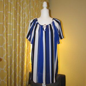 Sami&Jo Striped Short Sleeved Blouse EUC